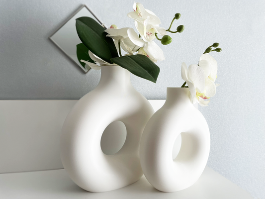 2er Set Donut Vasen | Moderne Dekovase | Trockenblumen Dekoration | Minimalistisches Design