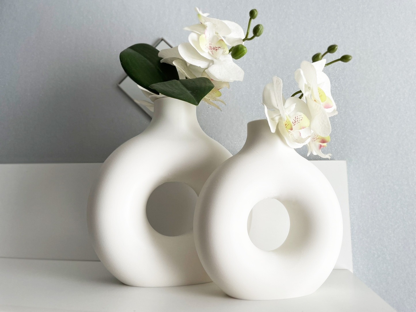 2er Set Donut Vasen | Moderne Dekovase | Trockenblumen Dekoration | Minimalistisches Design