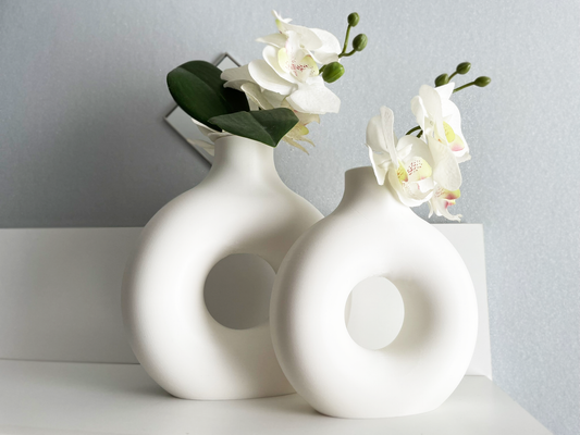 2er Set Donut Vasen | Moderne Dekovase | Trockenblumen Dekoration | Minimalistisches Design