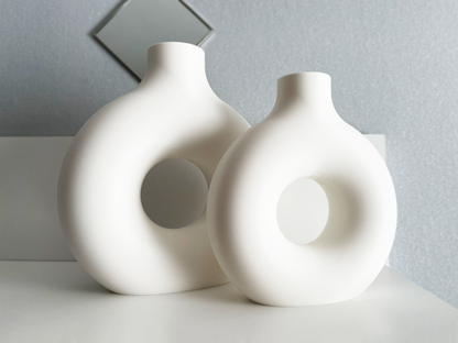 2er Set Donut Vasen | Moderne Dekovase | Trockenblumen Dekoration | Minimalistisches Design