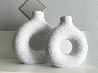 2er Set Donut Vasen | Moderne Dekovase | Trockenblumen Dekoration | Minimalistisches Design