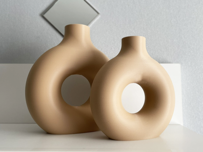 2er Set Donut Vasen | Moderne Dekovase | Trockenblumen Dekoration | Minimalistisches Design