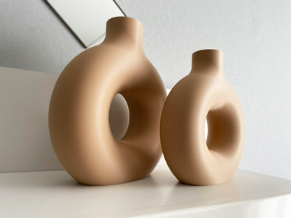 2er Set Donut Vasen | Moderne Dekovase | Trockenblumen Dekoration | Minimalistisches Design